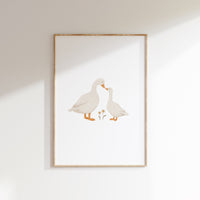 Poster - Gänse mit Gänseblümchen - A4 oder A3