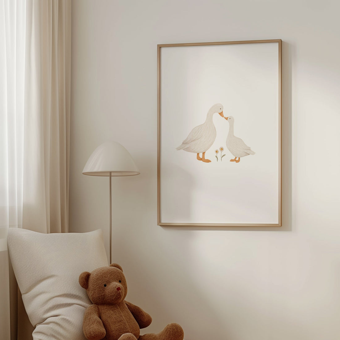 Poster - Gänse mit Gänseblümchen - A4 oder A3