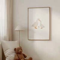 Poster - Gänse mit Gänseblümchen - A4 oder A3