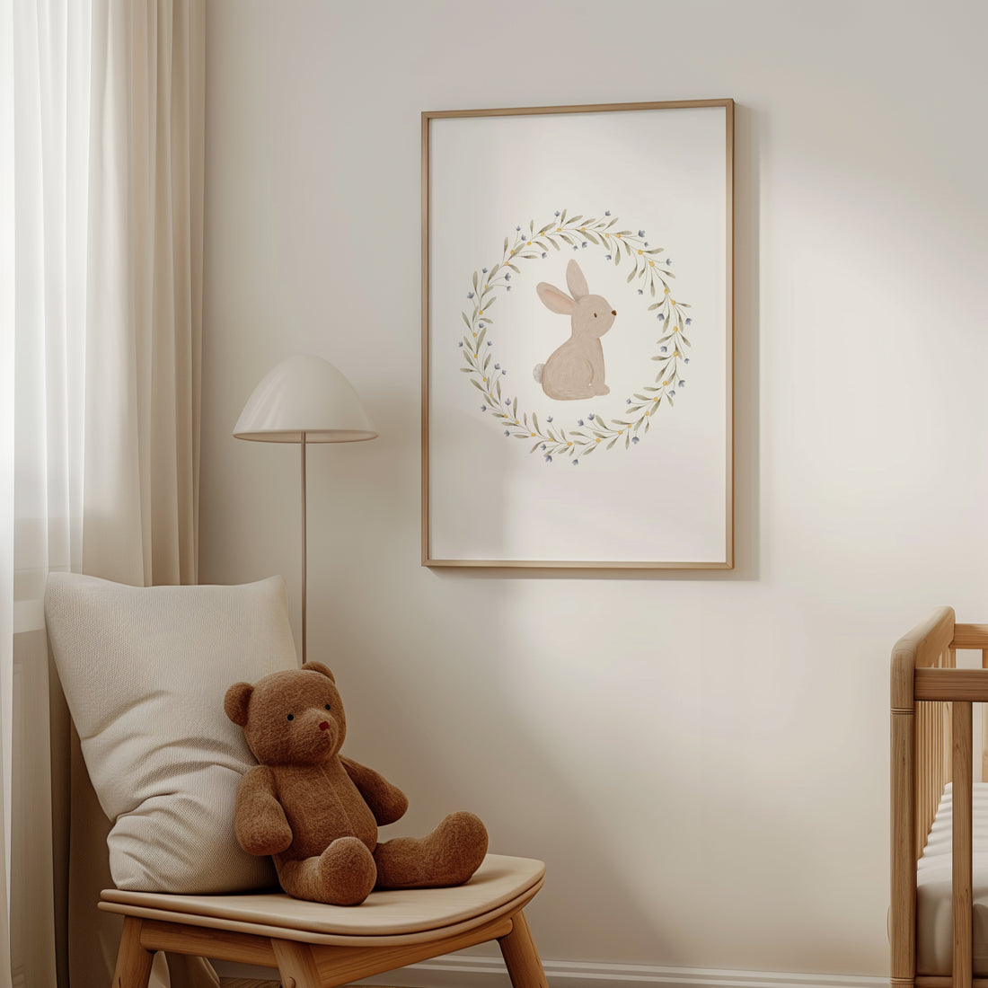 Poster - Hase im Blumenkranz - A4 oder A3