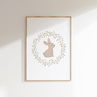 Posterset - Fuchs, Hase & Bär im Blumenkranz - A4 oder A3 oder Einzeln