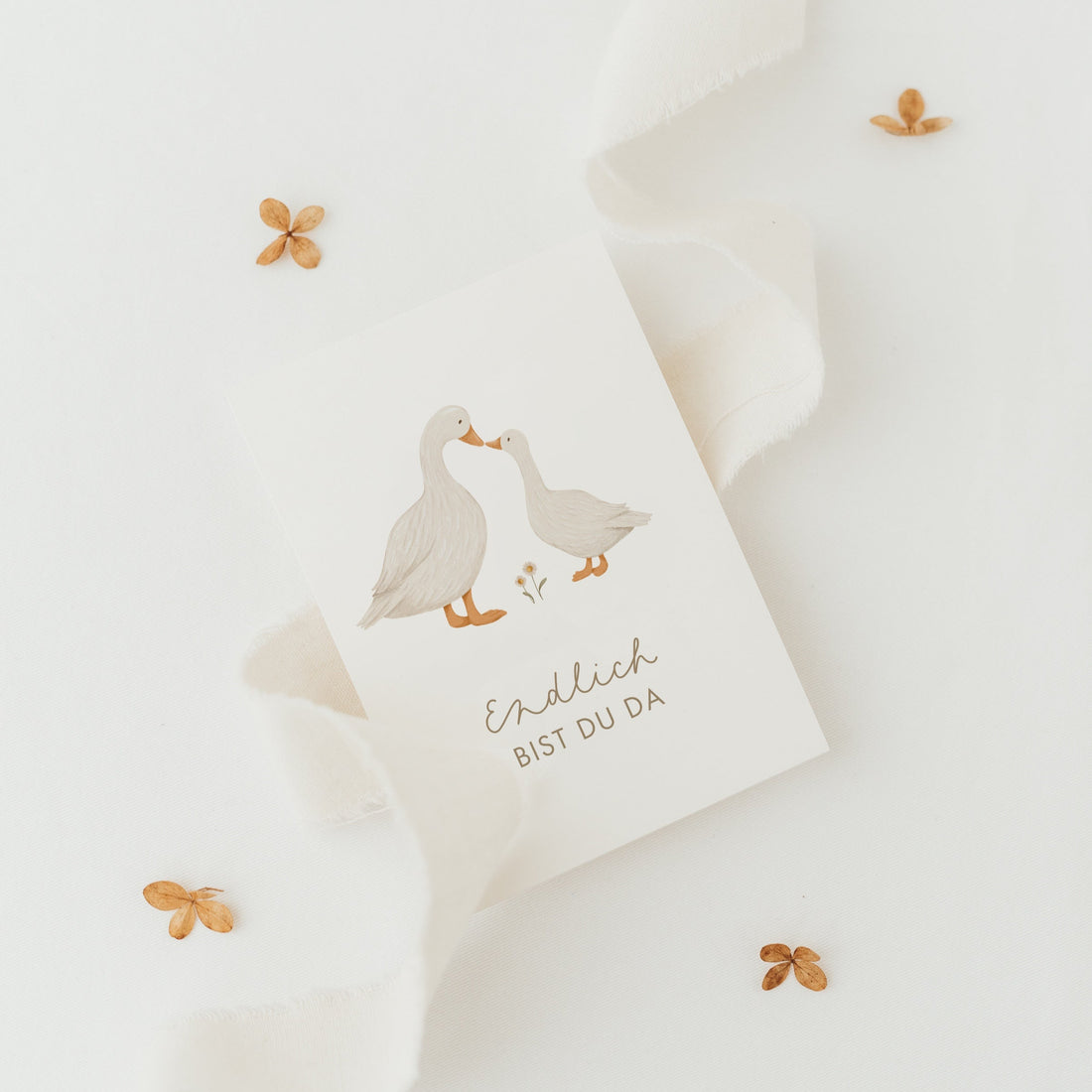 Postkarte Endlich bist du da - Gänse - A6