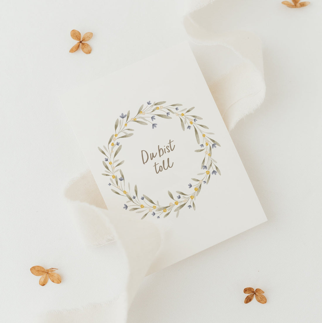 Postkarte Du bist toll - Blumenkranz - A6