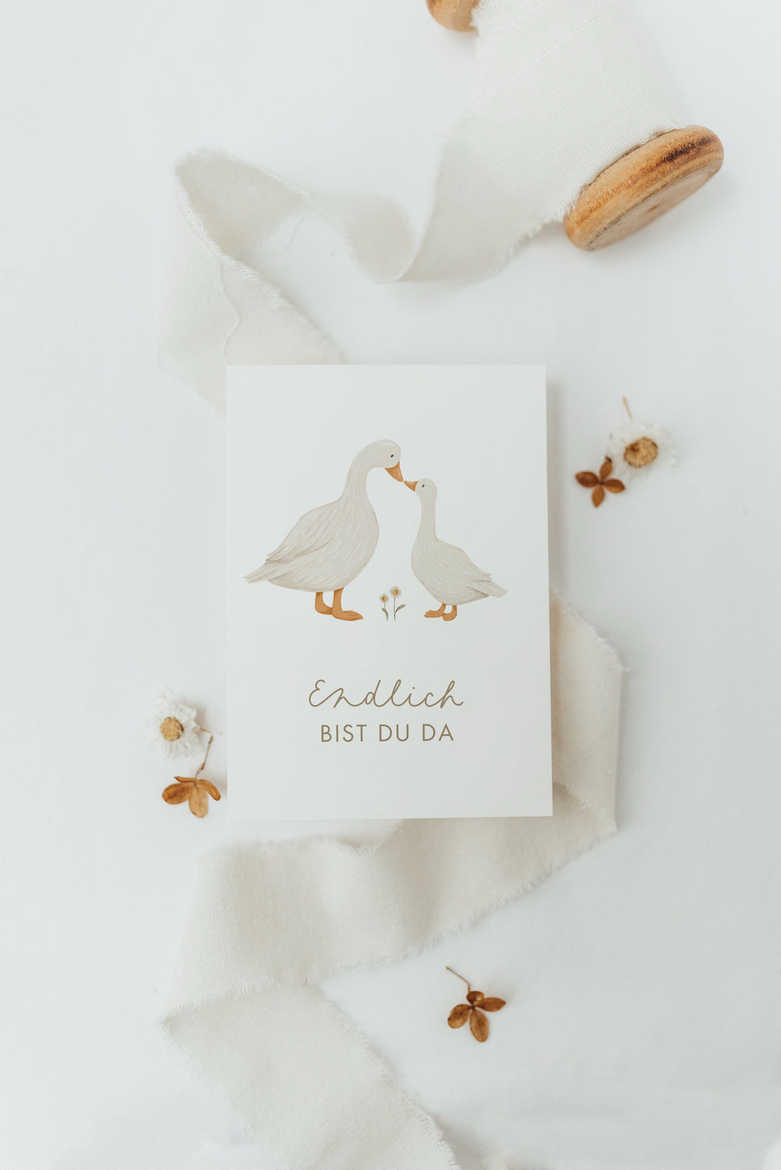 Postkarte Endlich bist du da - Gänse - A6