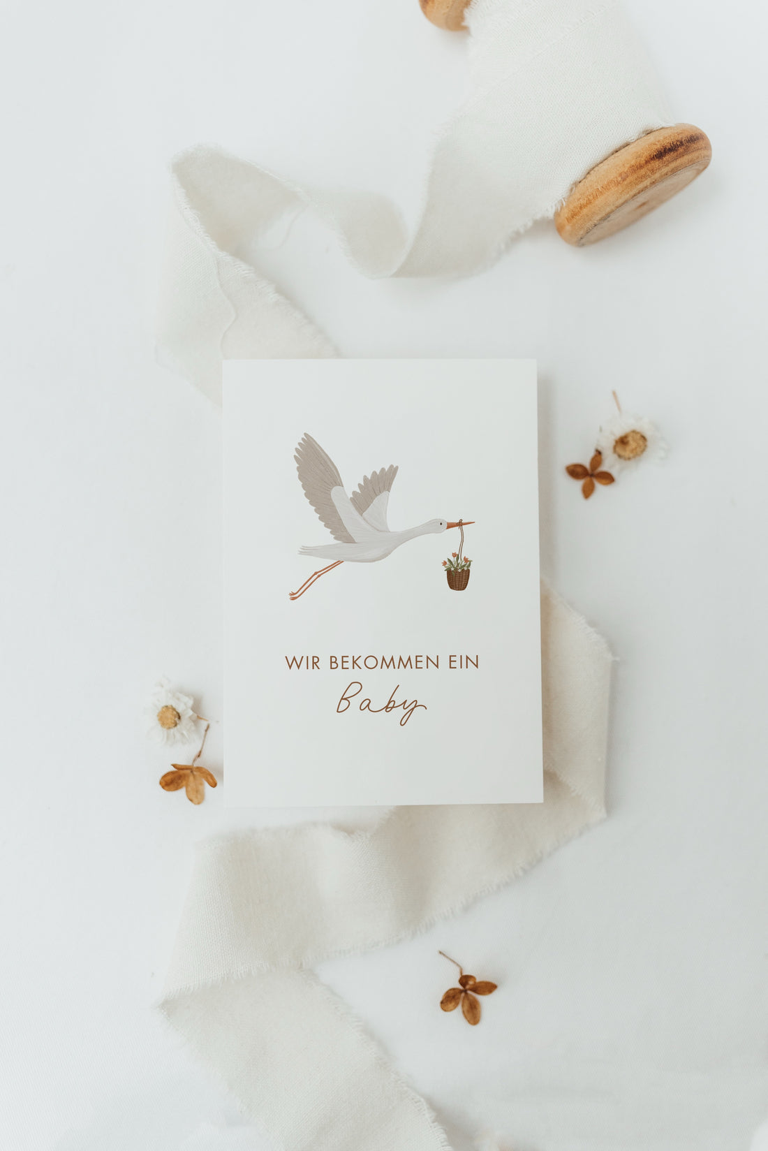 Postkarte Wir bekommen ein Baby - Storch - A6