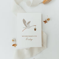 Postkarte Wir bekommen ein Baby - Storch - A6