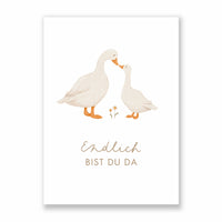 Postkarte Endlich bist du da - Gänse - A6