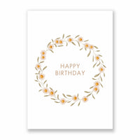 Postkarte happy birthday - Blumenkranz - A6