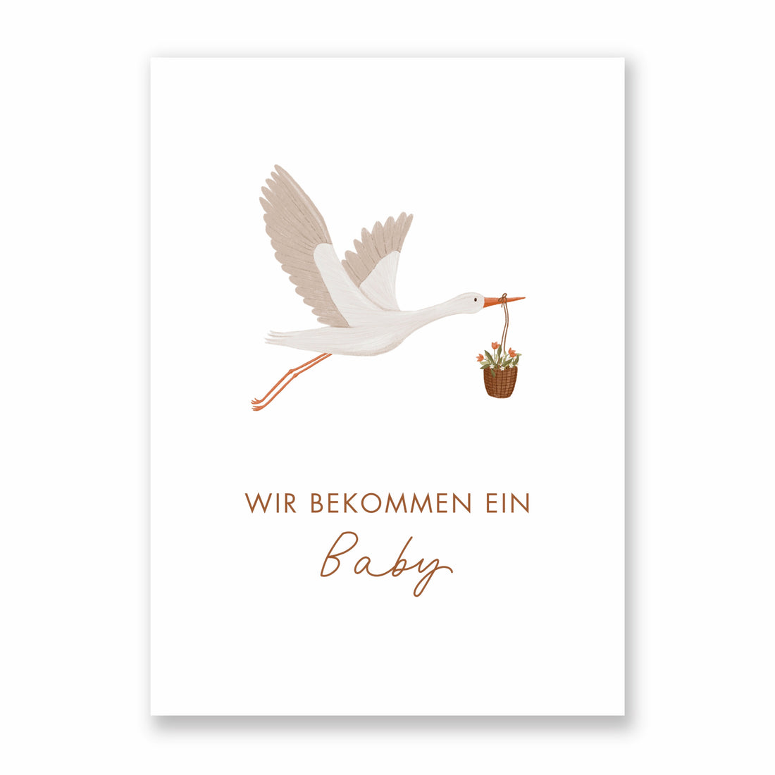 Postkarte Wir bekommen ein Baby - Storch - A6