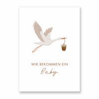 Postkarte Wir bekommen ein Baby - Storch - A6