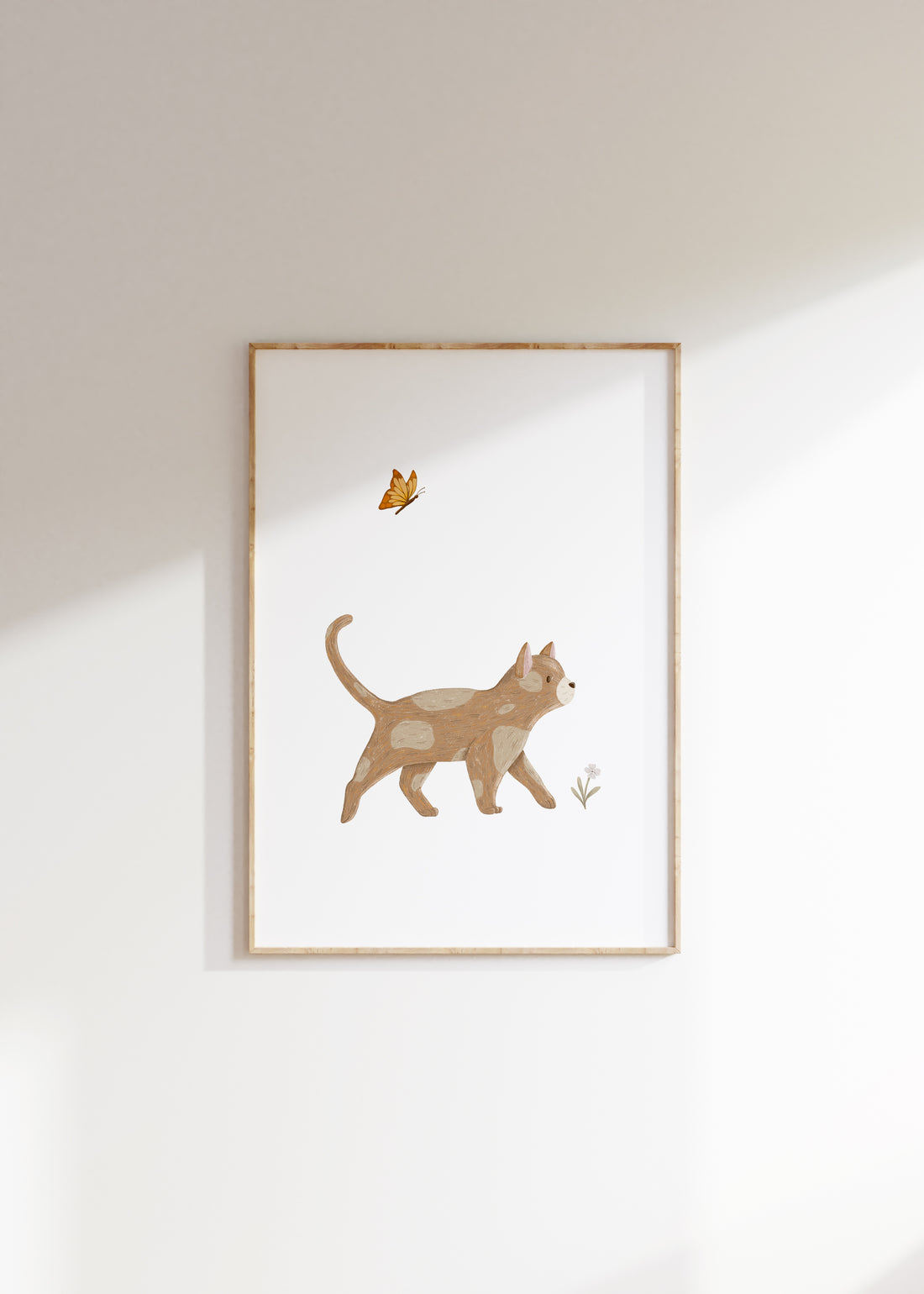 Poster - Katze mit Schmetterling - A4 oder A3