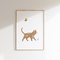 Poster - Katze mit Schmetterling - A4 oder A3