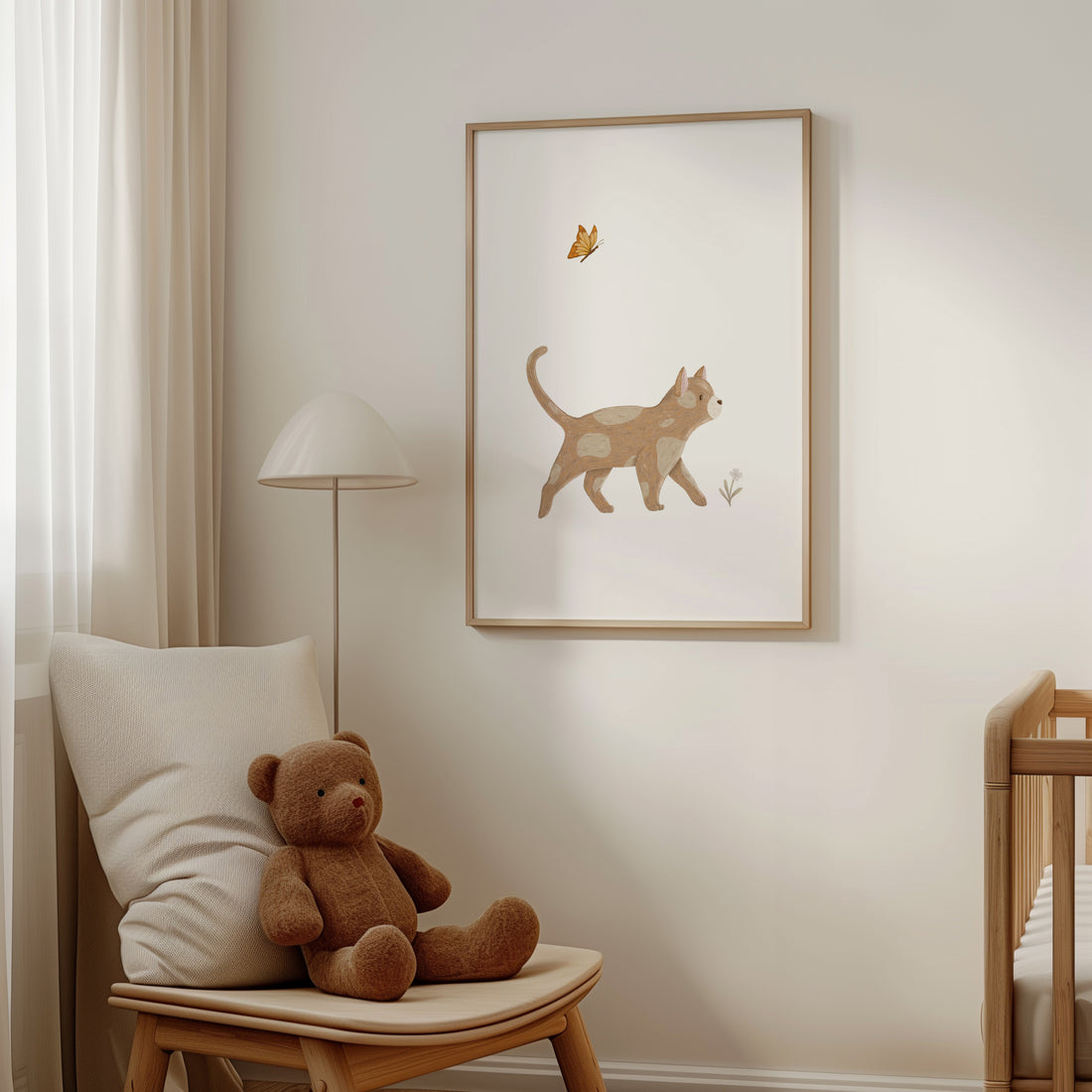 Poster - Katze mit Schmetterling - A4 oder A3