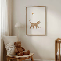 Poster - Katze mit Schmetterling - A4 oder A3