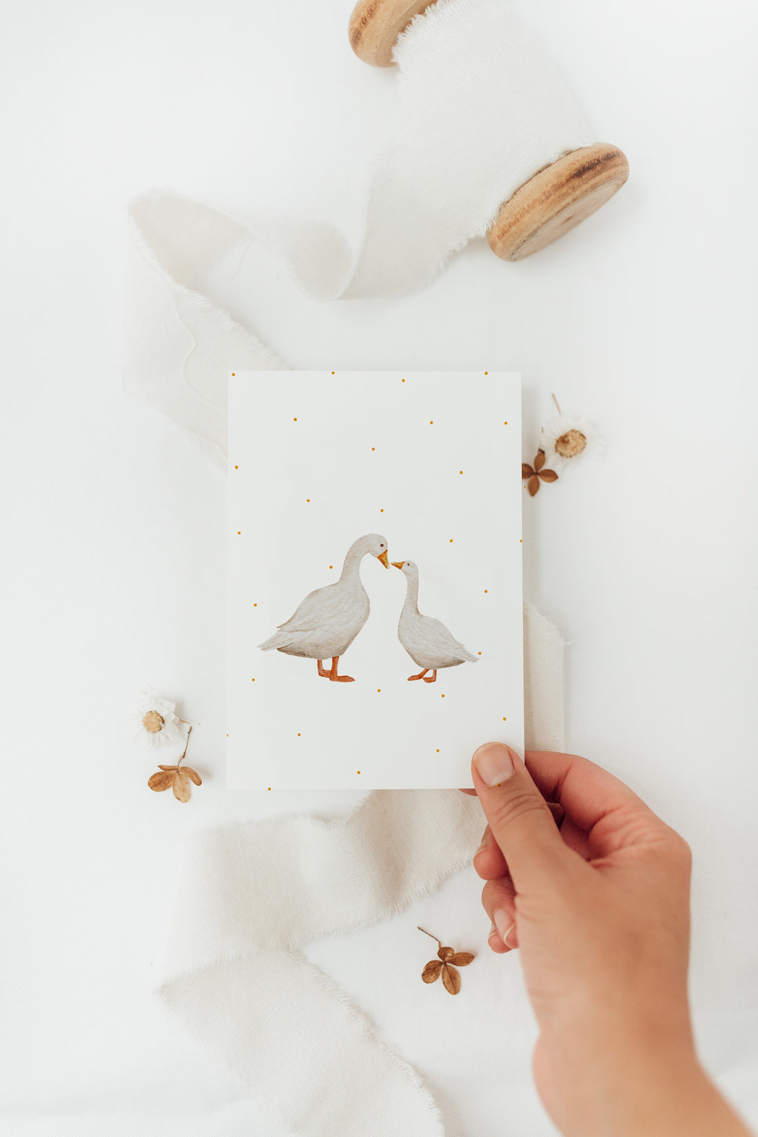 Postkarte Gänse - gepunktet - A6