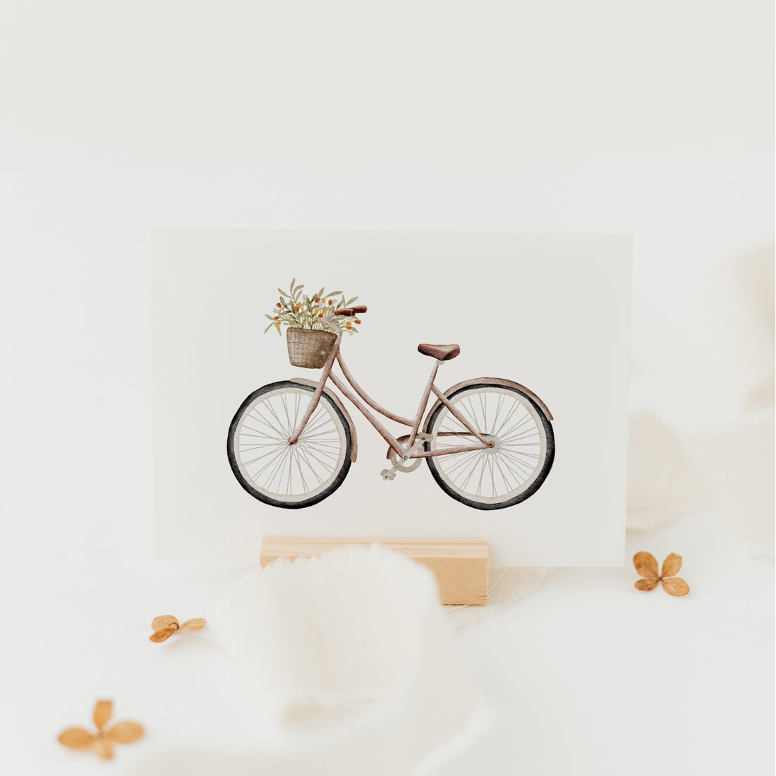 Postkarte Fahrrad mit Blumenkorb - A6