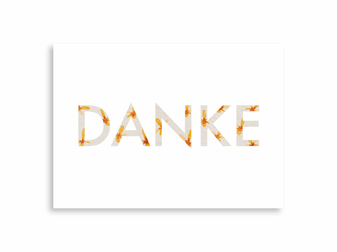 Postkarte Danke - geblümt - A6