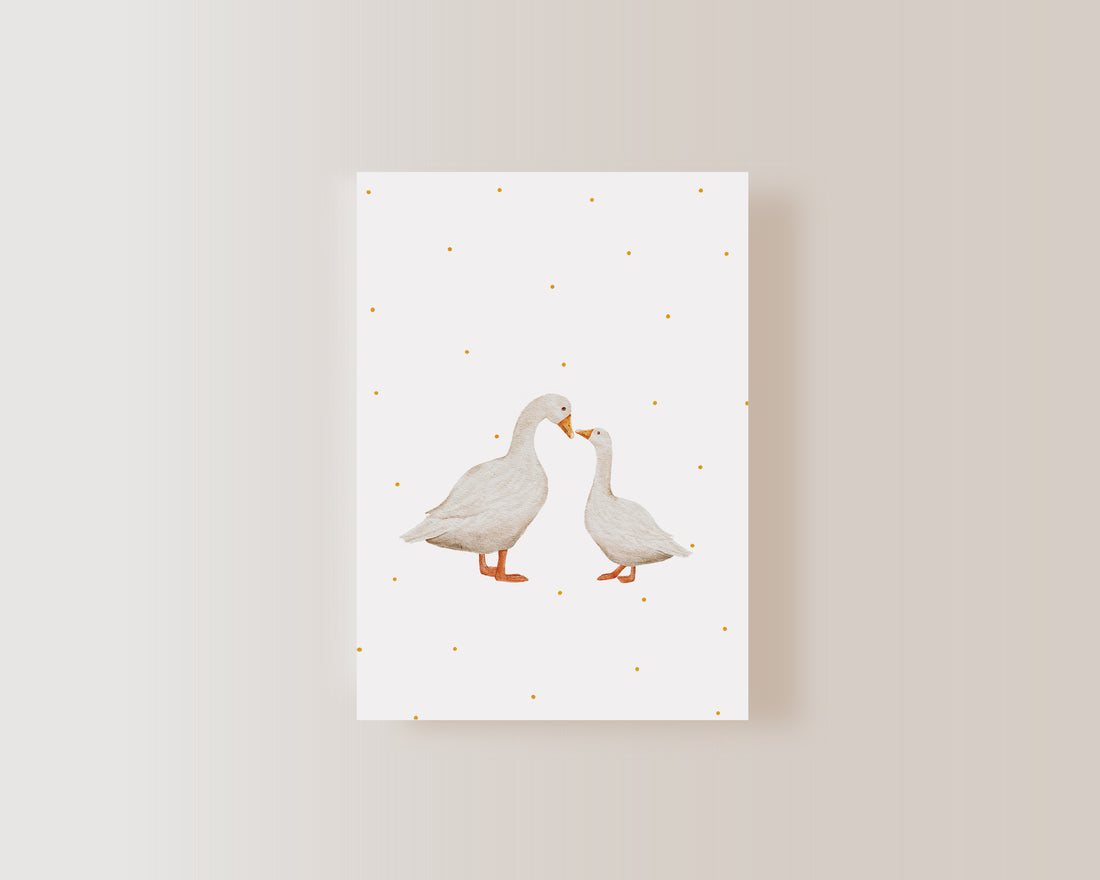 Postkarte Gänse - gepunktet - A6