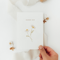 Postkarte Danke Dir - weiße Blume - A6