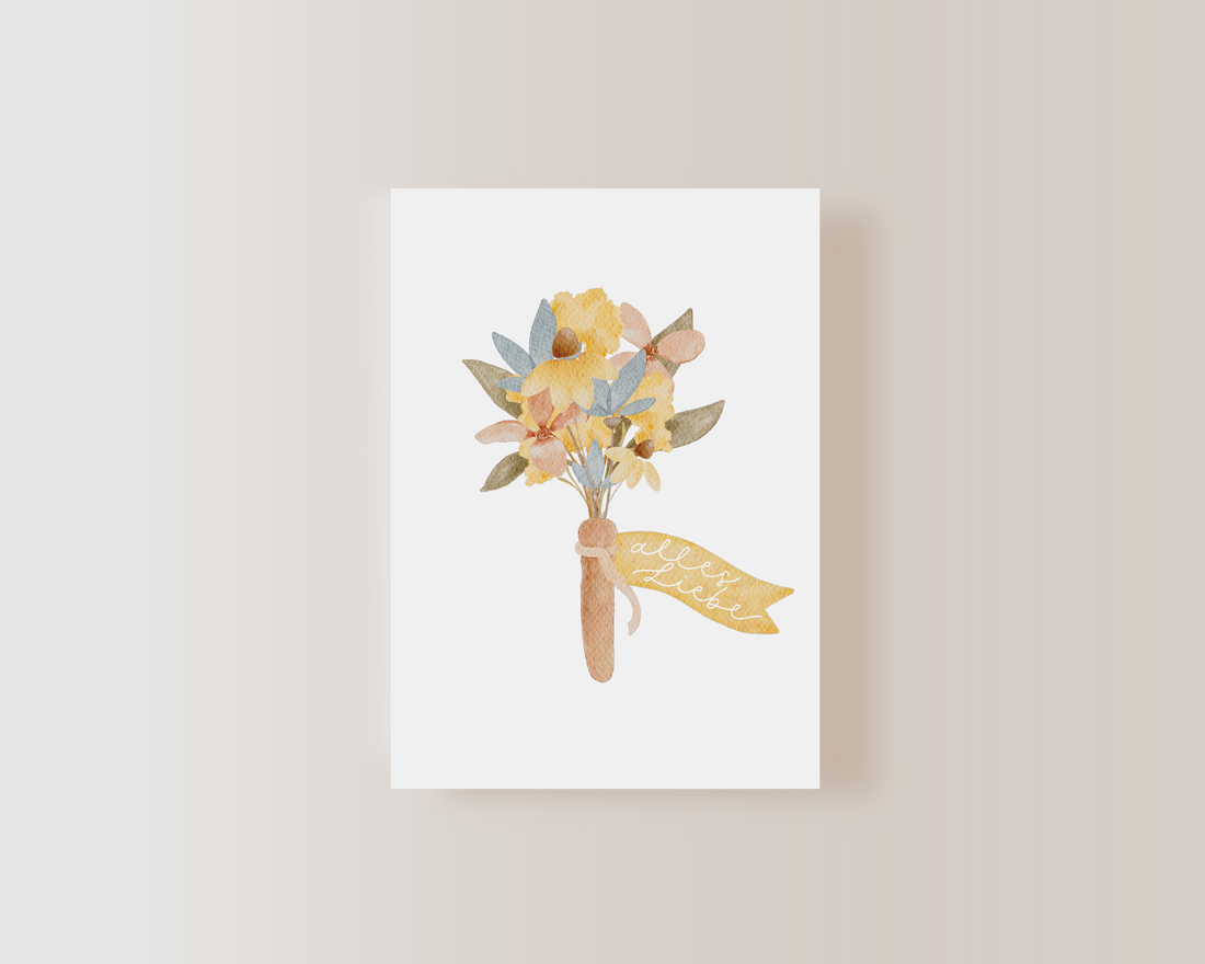 Postkarte Alles Liebe - Blumengruß - A6