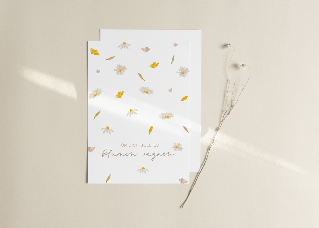 Postkarte Blumen regnen - A6