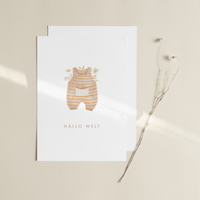 Postkarte Hallo Welt - Strampler - A6