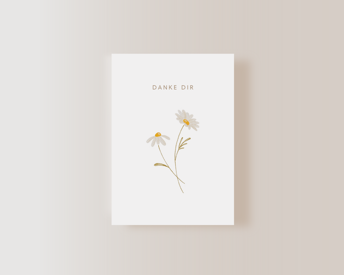 Postkarte Danke Dir - weiße Blume - A6