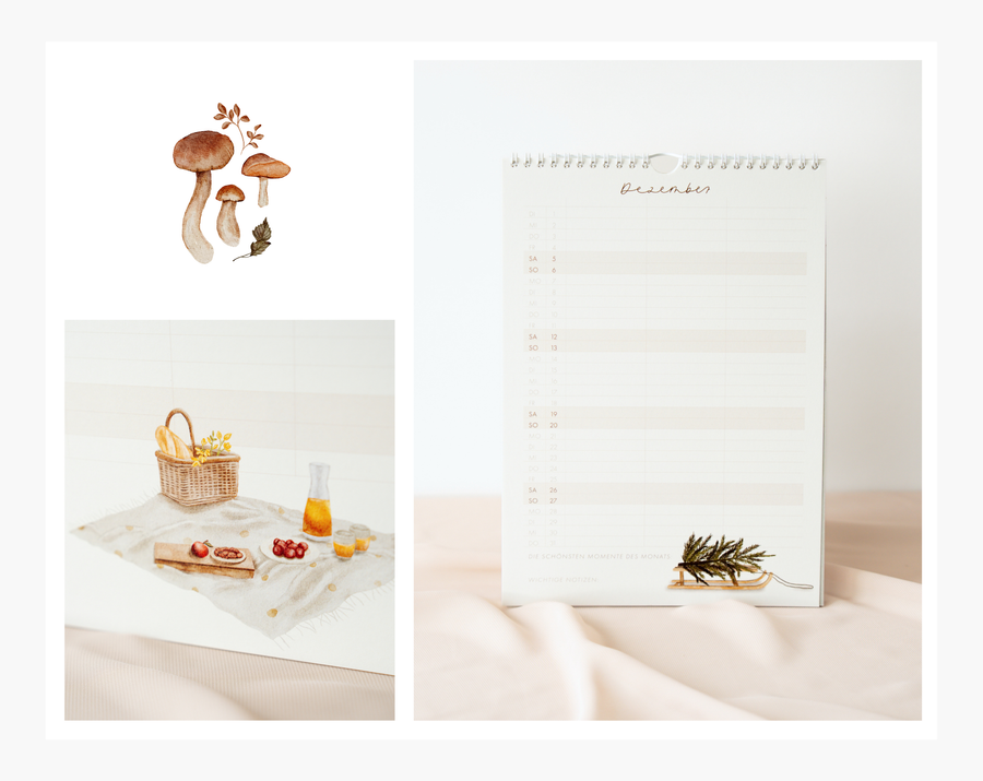 Wandkalender 2026 mit 3 Spalten in A4