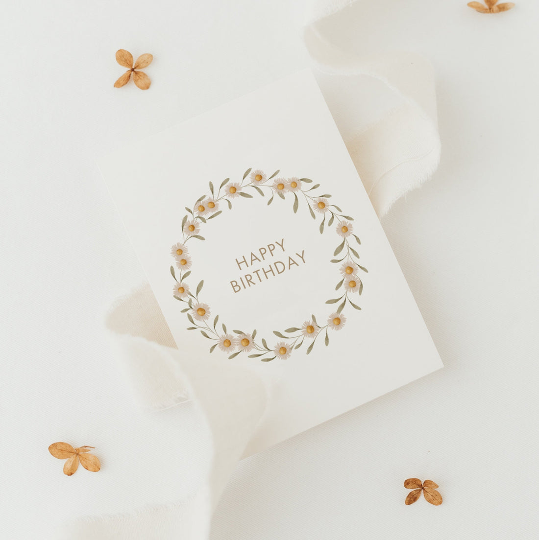 Postkarte happy birthday - Blumenkranz - A6