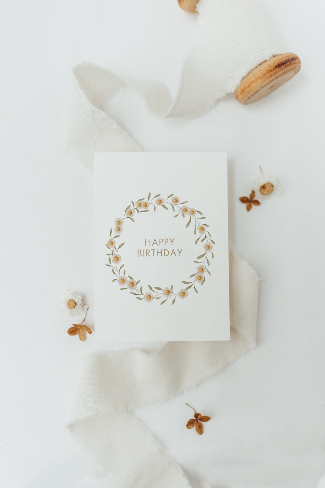 Postkarte happy birthday - Blumenkranz - A6