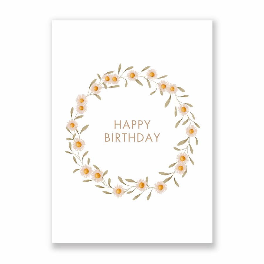 Postkarte happy birthday - Blumenkranz - A6