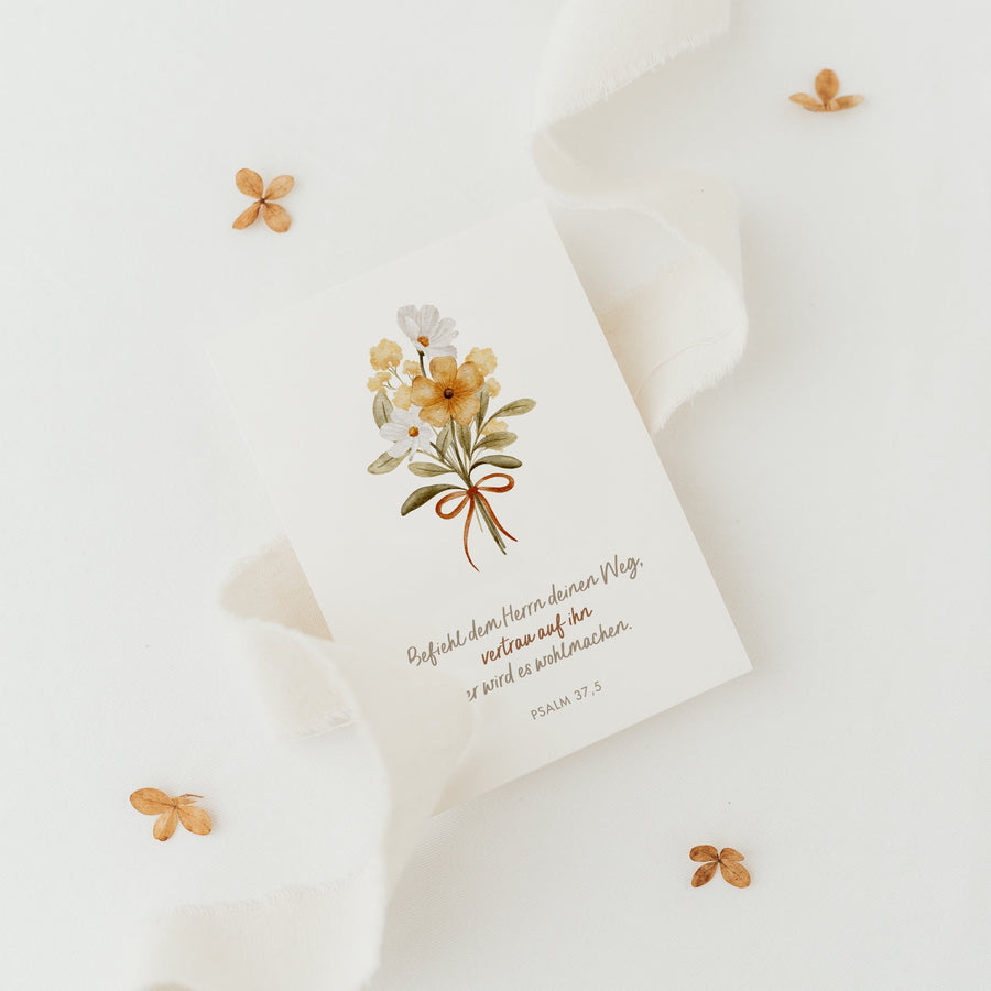Postkarte Blumenstrauß Vertrau auf ihn - A6