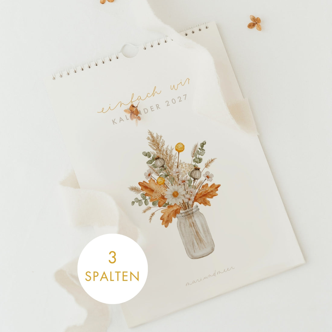 Wandkalender 2027 mit 3 Spalten in A4