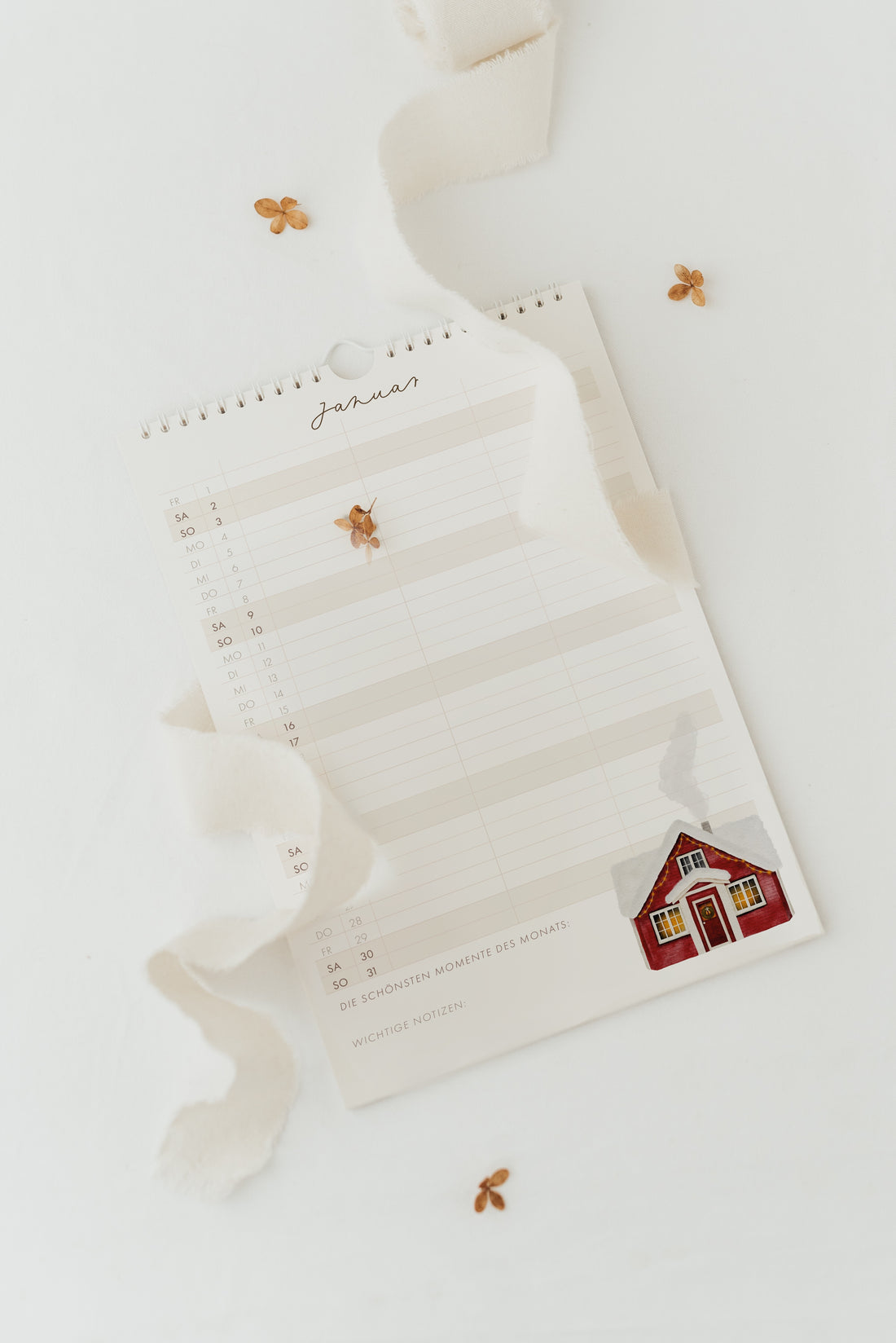 Wandkalender 2027 mit 3 Spalten in A4