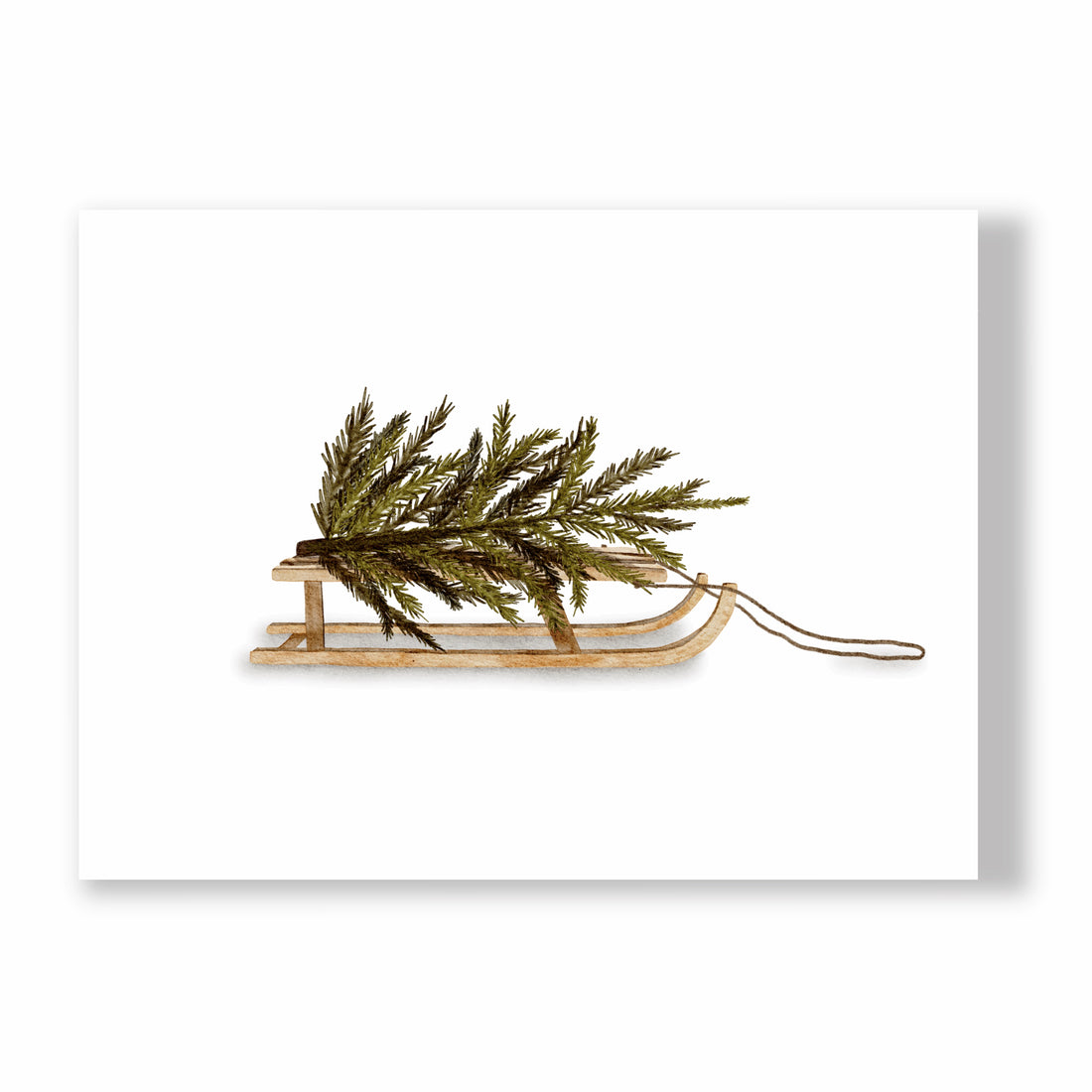 Postkarte Schlitten mit Tannenbaum - A6