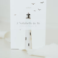 Notizheftchen A6 im 2er Set - Leuchtturm & Möwen