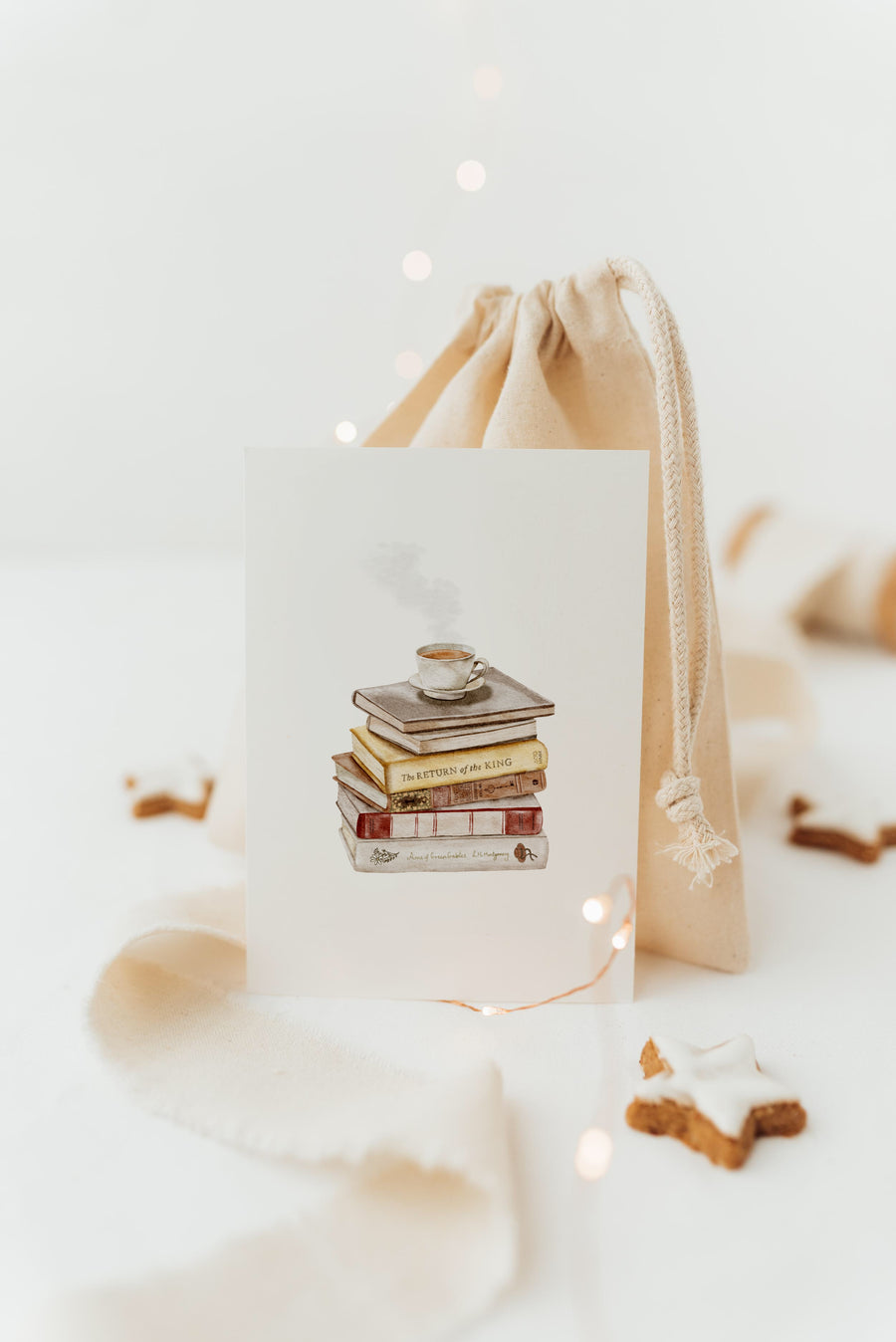 Postkarte Bücherstapel - A6