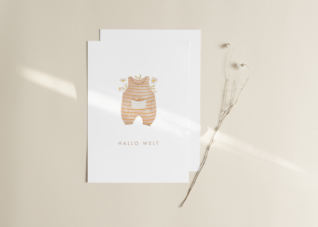 Postkarte Hallo Welt - Strampler - A6