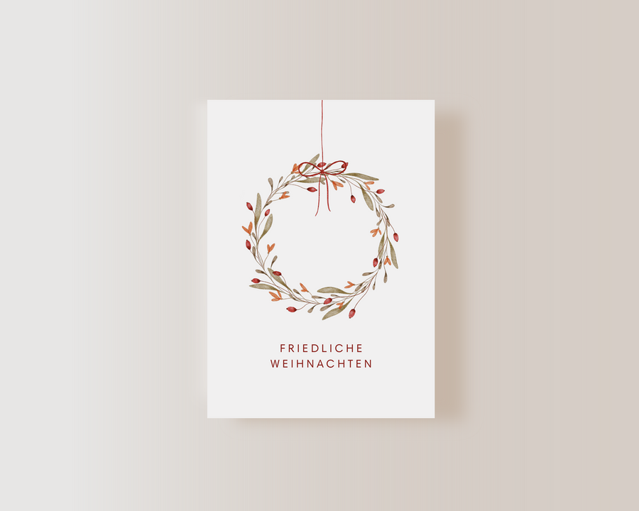 Weihnachtskarte Kranz - A6
