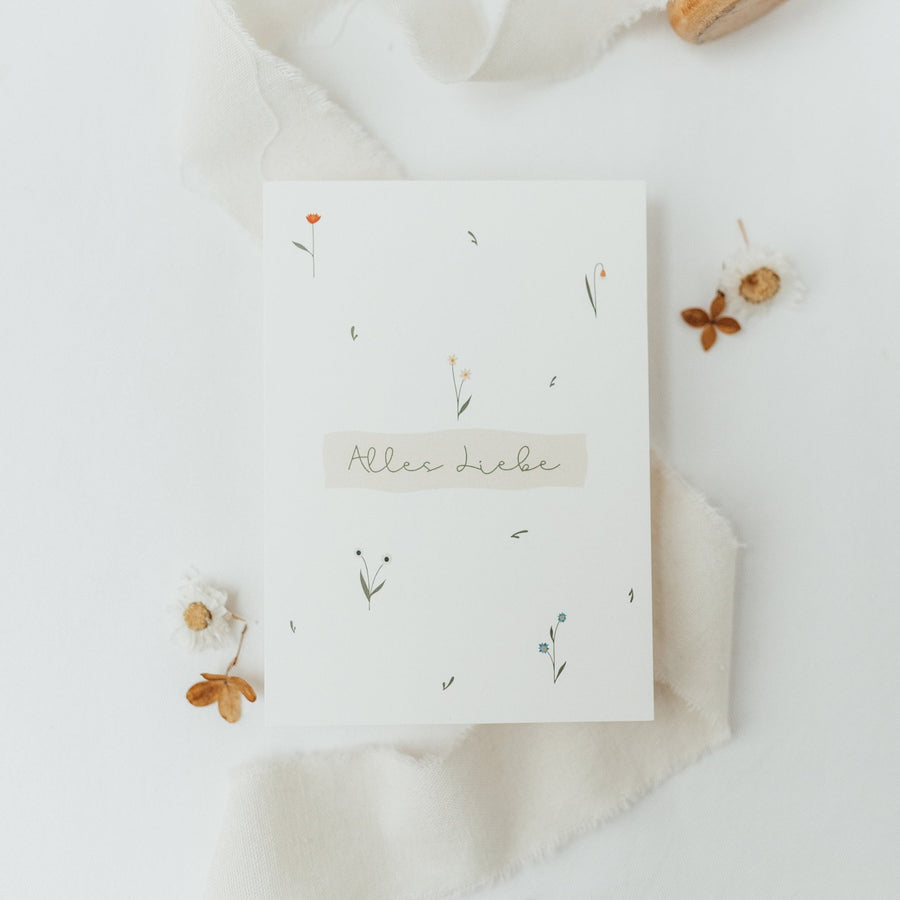 Postkarte Alles Liebe - geblümt - A6